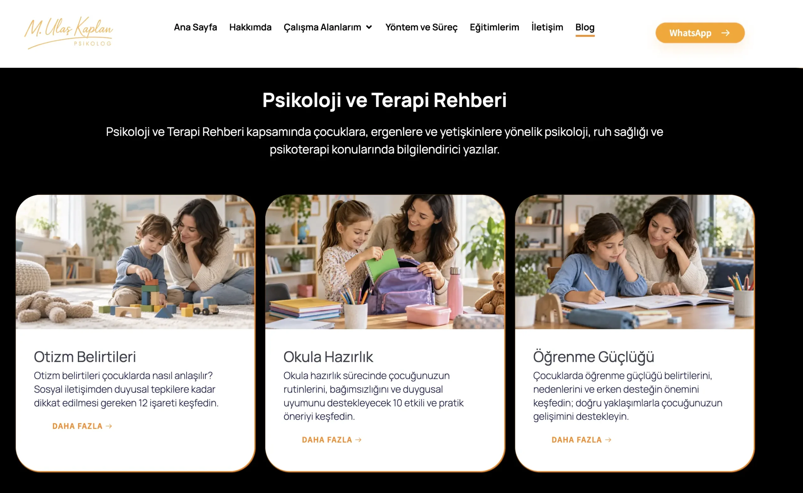 M. Ulaş Kaplan psychologist website with local SEO for Konyaalti Antalya