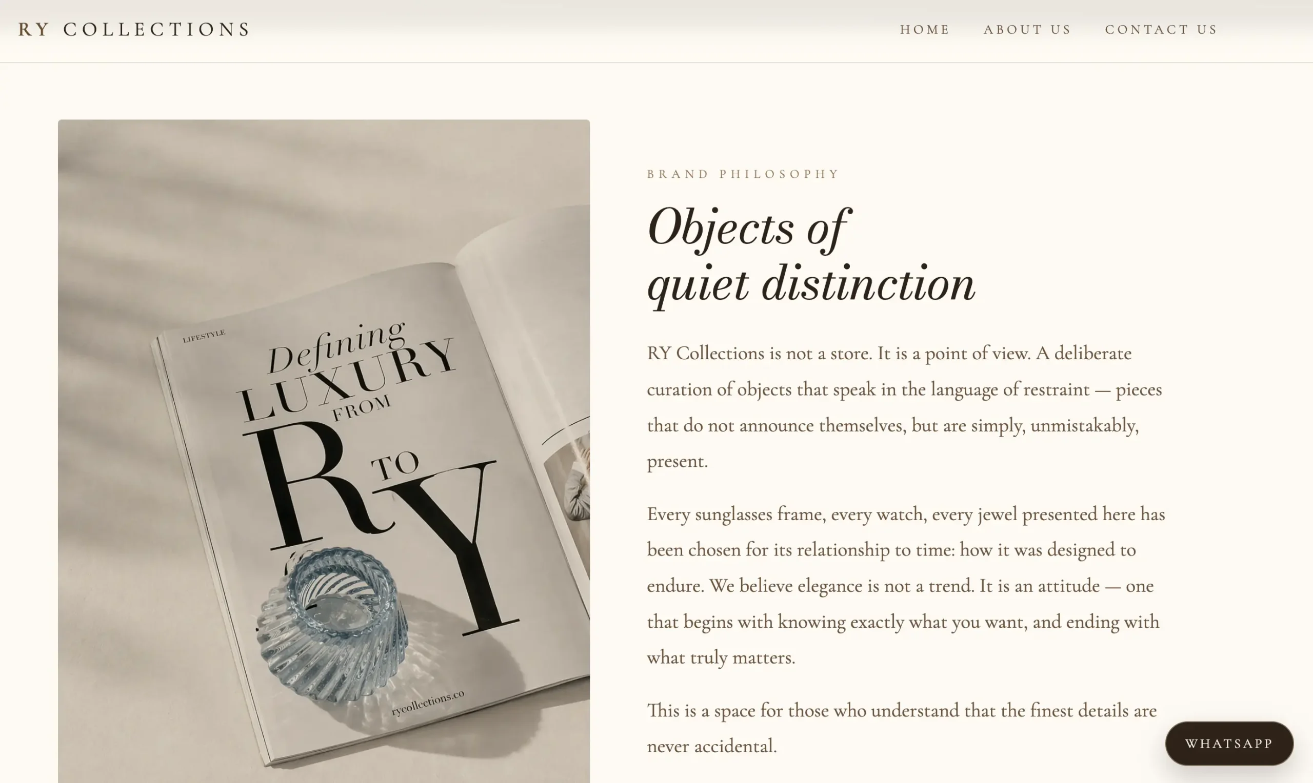 RY Collections ecommerce website project by RY Web Studio